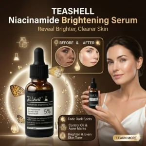 Teashell Niacinamide Brightening Serum | 5% Niacinamide + Alpha-Arbutin + Ascorbyl Acid | Fades Dark Spots, Evens Skin Tone & Boosts Glow