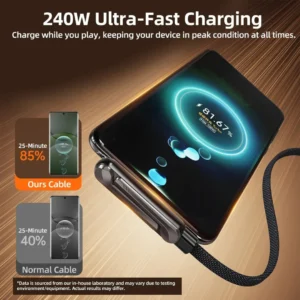 240W ( 2 In 1 Type C Fast Charging Cable+ Mobile Stand )