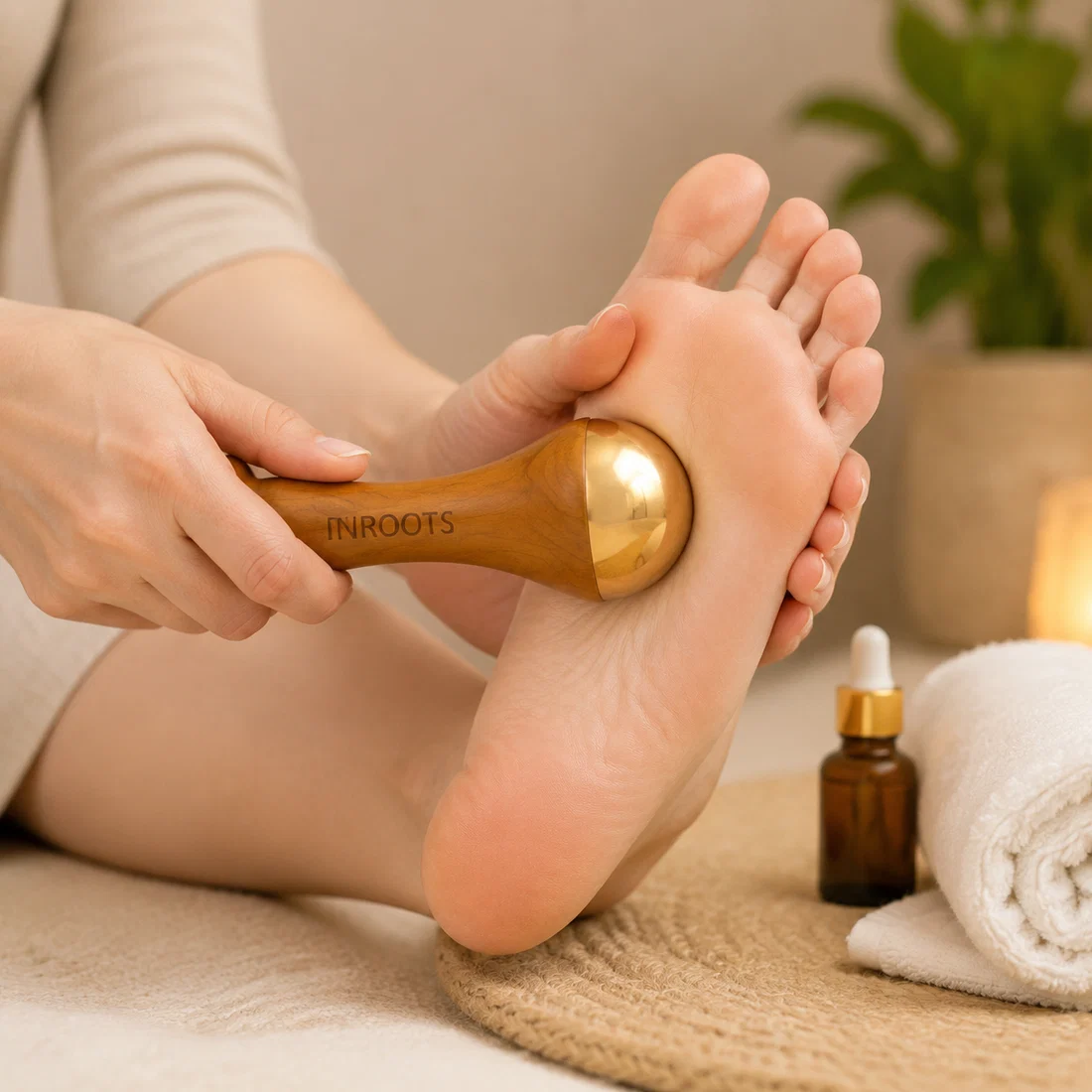 Kansa Wand 2-in-1 Ayurvedic Massager – Face, Body & Foot | 100% Bronze - Image 12