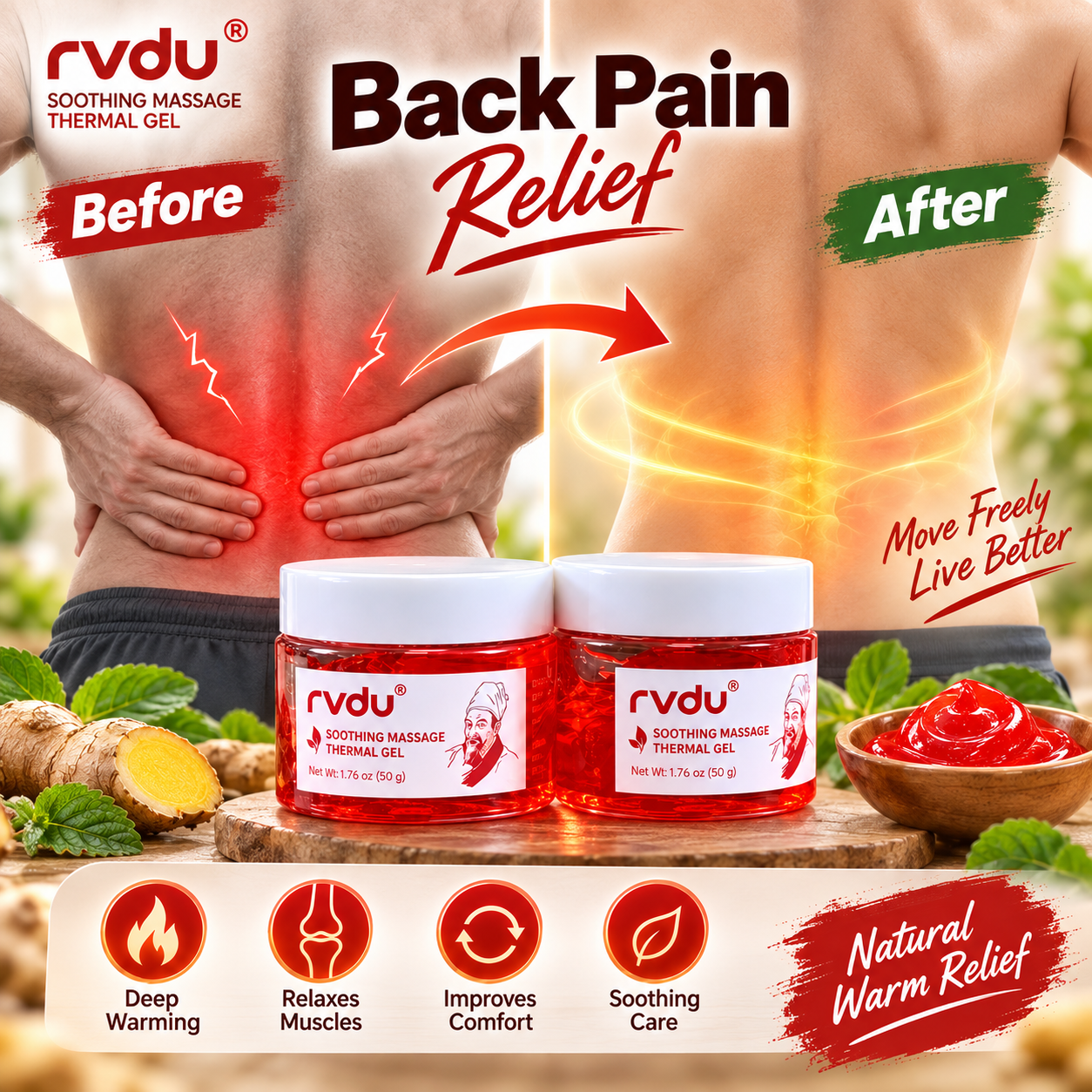 RVDU Massage Thermal Gel - For Quick Pain Relief