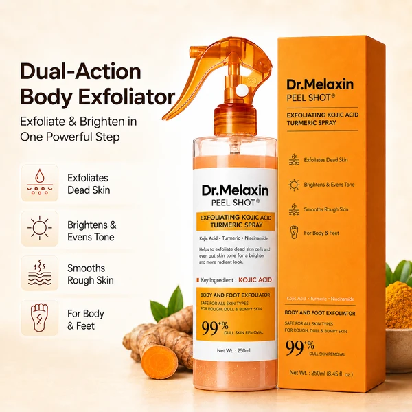 Dr. Melaxin Kojic Acid & Turmeric Body Peeling Spray – Exfoliating & Glow Care - Image 2