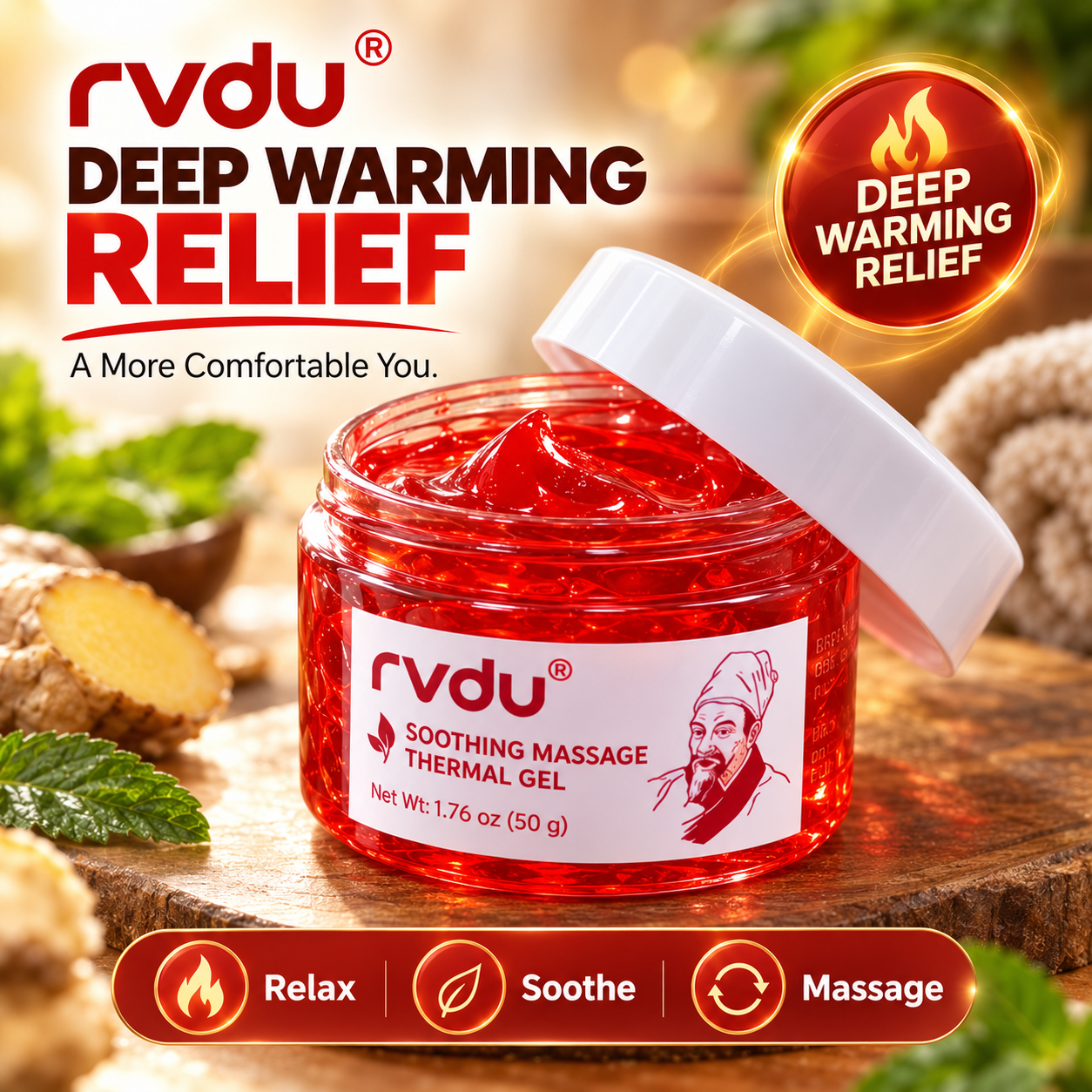 RVDU Massage Thermal Gel - For Quick Pain Relief - Image 2