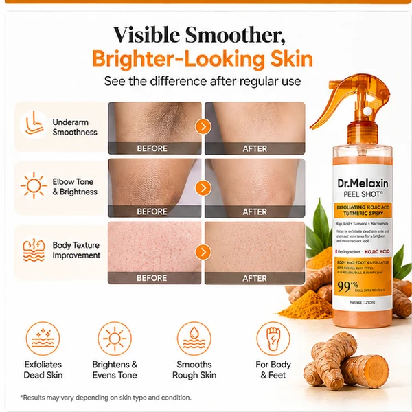 Dr. Melaxin Kojic Acid & Turmeric Body Peeling Spray – Exfoliating & Glow Care - Image 5