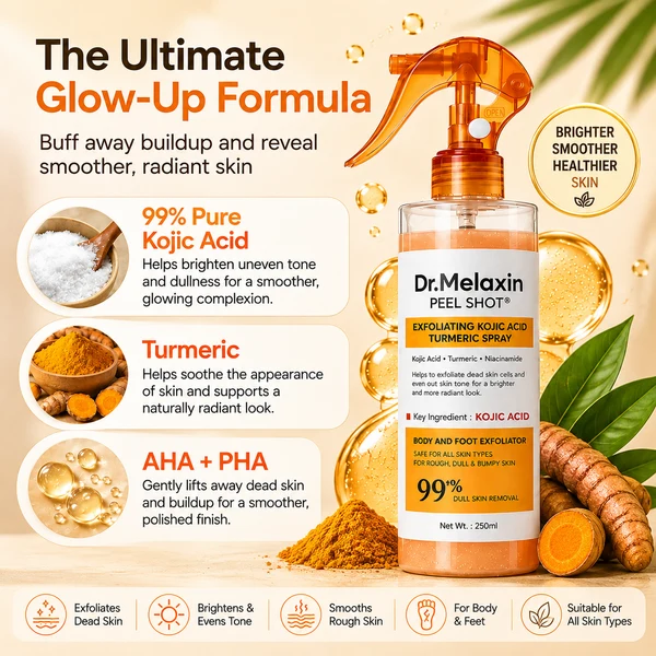Dr. Melaxin Kojic Acid & Turmeric Body Peeling Spray – Exfoliating & Glow Care - Image 4