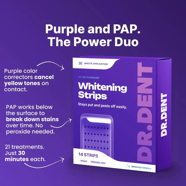 Purple Instant Teeth Whitening Strips 7 Pairs (14 Strips) - Image 3