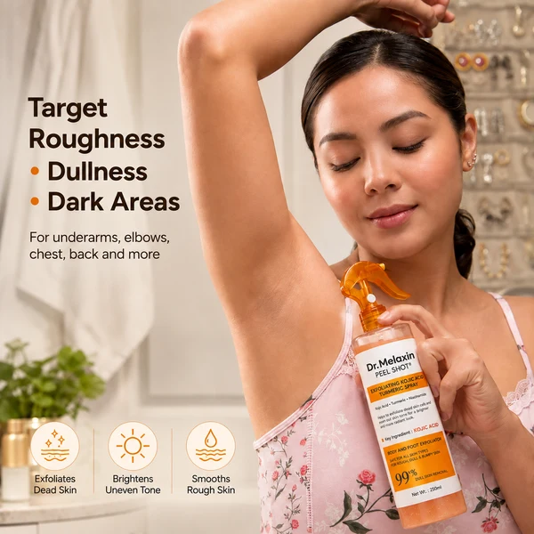 Dr. Melaxin Kojic Acid & Turmeric Body Peeling Spray – Exfoliating & Glow Care - Image 3